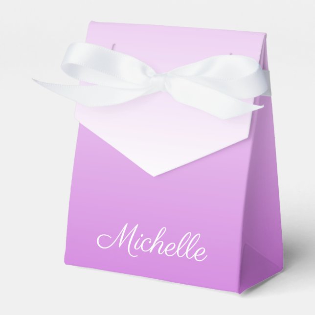 Lilac purple ombre personalized name favor box (Front Side)