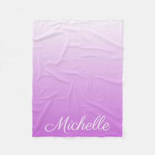 Lilac purple ombre personalized name fleece blanket