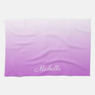 Lilac purple ombre personalized name kitchen towel