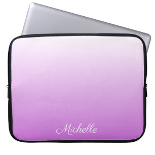 Lilac purple ombre personalized name laptop sleeve