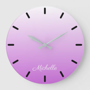 Lilac purple ombre personalized name large clock