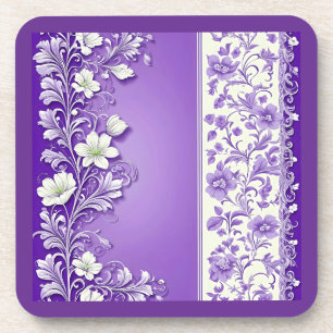 Lilac-purple ornamental pattern coaster