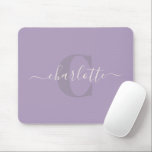 Lilac Purple | Personalized Script Monogram Name  Mouse Pad<br><div class="desc">Lilac Purple | Personalized Script Monogram Name Mouse pad</div>