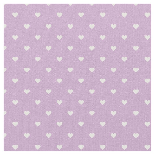 Lilac Purple Polka Dot Hearts Fabric (Close Up)