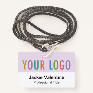Lilac Purple PVC Name Badge Lanyard Clip or Reel