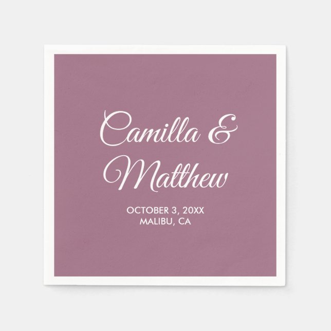 Lilac Purple Romantic Script Personalized Wedding Napkin (Front)