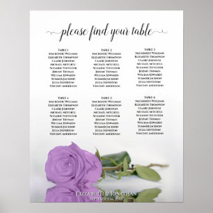 Lilac Purple Rose 6 Tableau Mariage Sièges