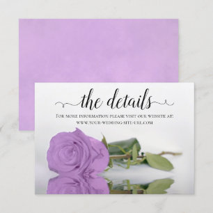 Lilac Purple Rose Elegant Wedding Details Website Enclosure Card