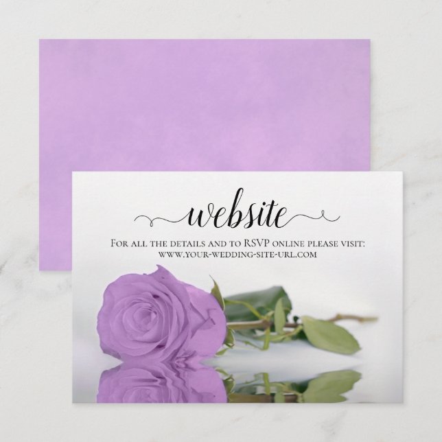 Lilac Purple Rose Elegant Wedding Website Enclosure Card (Front/Back)