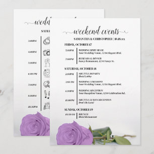 Lilac Purple Rose Fancy Wedding Events & Timeline Program