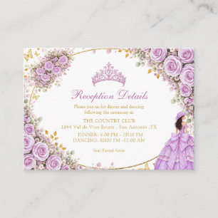 Lilac Purple Roses Golden Butterfly Quinceañera Enclosure Card