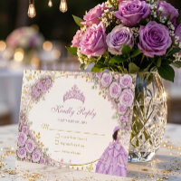Lilac Purple Roses Golden Butterfly Quinceañera