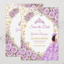 Lilac Purple Roses Golden Butterfly Quinceañera