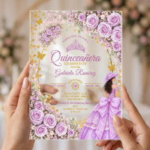 Lilac Purple Roses Golden Western Quinceañera