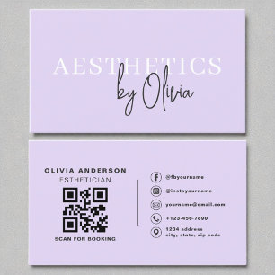 Lilac Purple Skincare Aesthetician QR Code Business Card