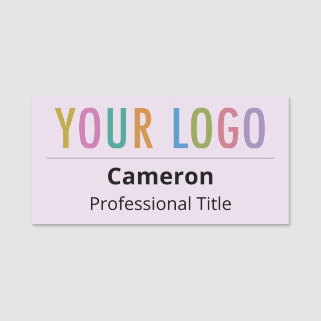 Lilac Purple Staff Name Tag Business Logo Magnetic (Front)