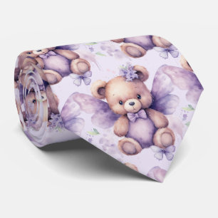 Lilac Purple Teddy Bear Neck Tie