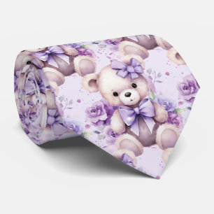 Lilac Purple Teddy Bear Neck Tie