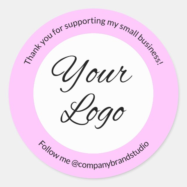 Lilac Purple Thank You Small Business Logo Classic Round Sticker (Front)