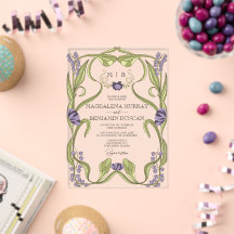 Lilac Purple Vintage Art Nouveau Floral Wedding