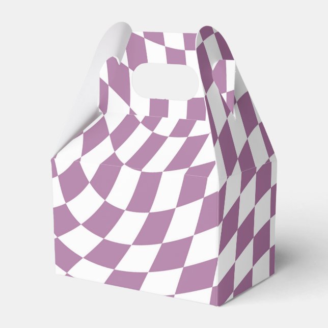 Lilac Purple Wedding Collection Check Chequered Favor Box (Front Side)