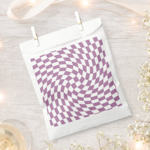 Lilac Purple Wedding Collection Check Chequered Favour Bag