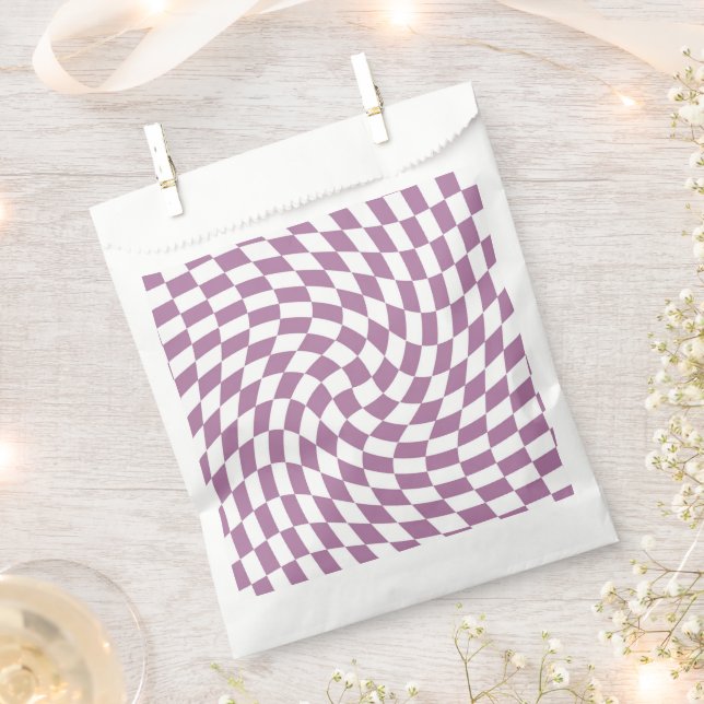 Lilac Purple Wedding Collection Check Chequered   Favour Bag (Clipped)