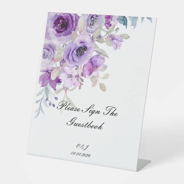 lilac purple welcome sign for weddings (Front)