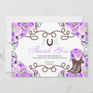 Lilac Purple Western Horse Quinceanera Thank You 