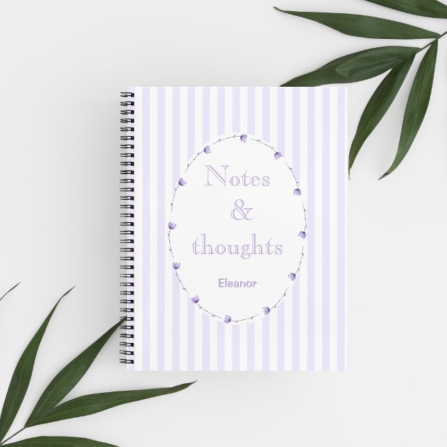 Lilac Purple White Coquette Aesthetic  Monogram Notebook (Creator Uploaded)