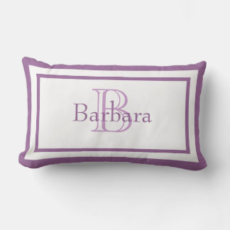Lilac Purple/ White Monogram Name Keepsake Pillow