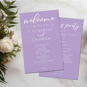Lilac Purple White Typographie Programme de mariag