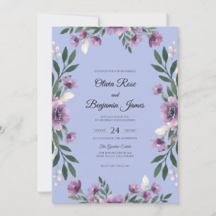 Lilac Ranunculus Painted Wedding Invitation