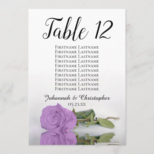 Lilac Rose 10 Noms Mariage Numéro de table Grand (Devant)