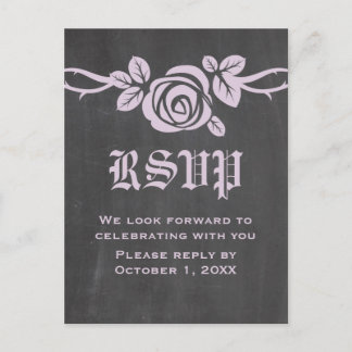 Lilac Rose Chalkboard RSVP Postcard