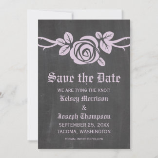 Lilac Rose Chalkboard Save the Date Invite