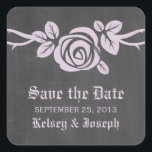 Lilac Rose Chalkboard Save the Date Stickers<br><div class="desc">Sweet and pretty Rose Chalkboard Save the Date Stickers in lilac purple featuring a single lovely rose on a vine on a chalkboard look background. This elegant design is perfect for announcing your spring or summer wedding. Easy to customize, simply add your wedding details in the text fields provided. Click...</div>