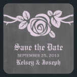 Lilac Rose Chalkboard Save the Date Stickers<br><div class="desc">Sweet and pretty Rose Chalkboard Save the Date Stickers in lilac purple featuring a single lovely rose on a vine on a chalkboard look background. This elegant design is perfect for announcing your spring or summer wedding. Easy to customize, simply add your wedding details in the text fields provided. Click...</div>