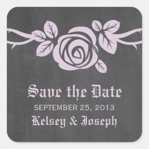 Lilac Rose Chalkboard Save the Date Stickers