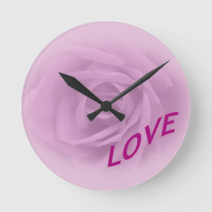 Lilac Rose for Love Round Clock