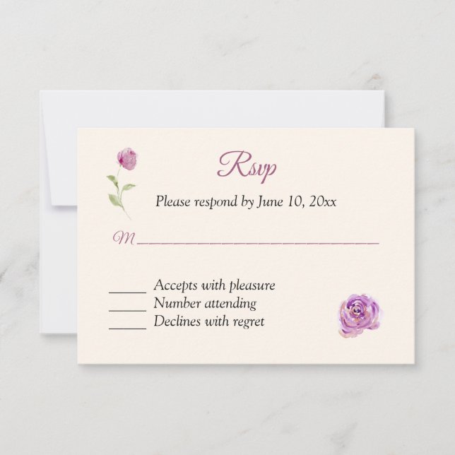 Lilac Rose RSVP Response Card (Front)