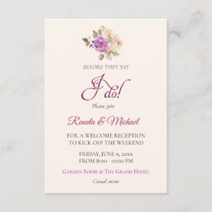 Lilac Rose Welcome Reception Details Card