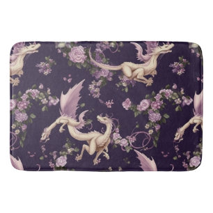 Lilac, Roses, and White Dragons Bath Mat