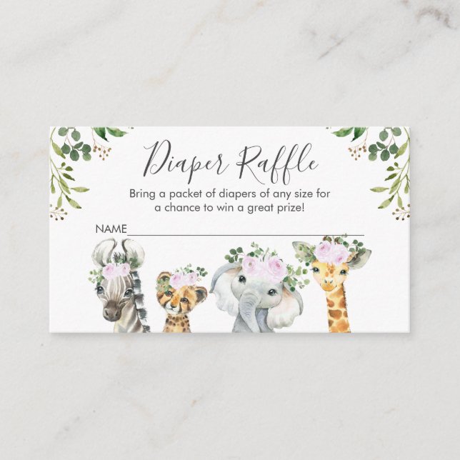 Lilac Safari Animaux Déchets Carte Raffle Insérer (Devant)