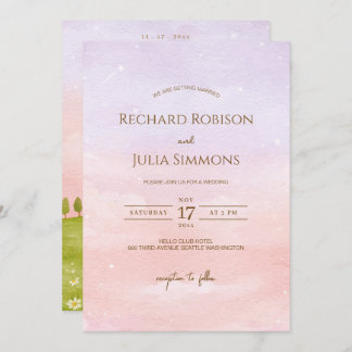 LILAC Save The Date Invitation / Watercolor Pink