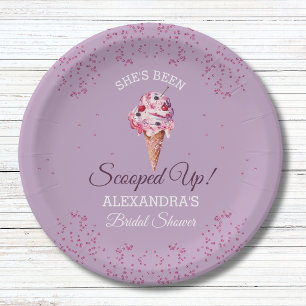 Lilac Scooped Up Ice Cream Bridal Shower Paper Plate