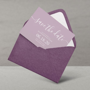 Lilac Script Mariage moderne Enregistrer les carte