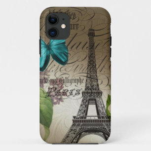 lilac scripts modern vintage paris eiffel tower iPhone 11 case