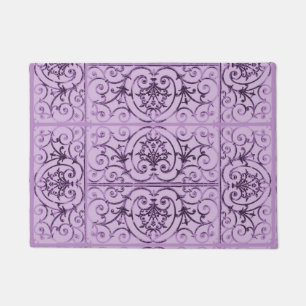 Lilac scrollwork pattern doormat