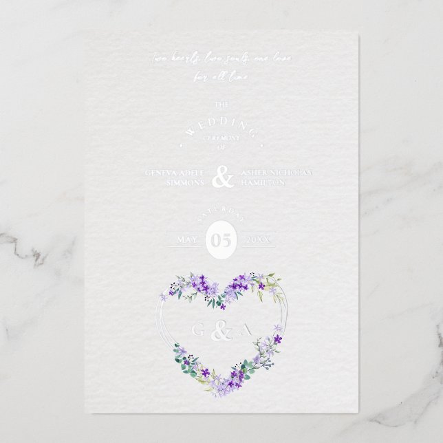 Lilac Shades Heart Luxury Romantic Botanical  (Front)